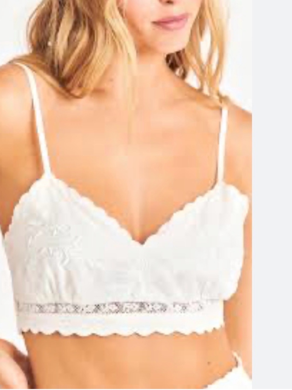 LoveShackFancy Pabla White Lace Bandeau Bralette